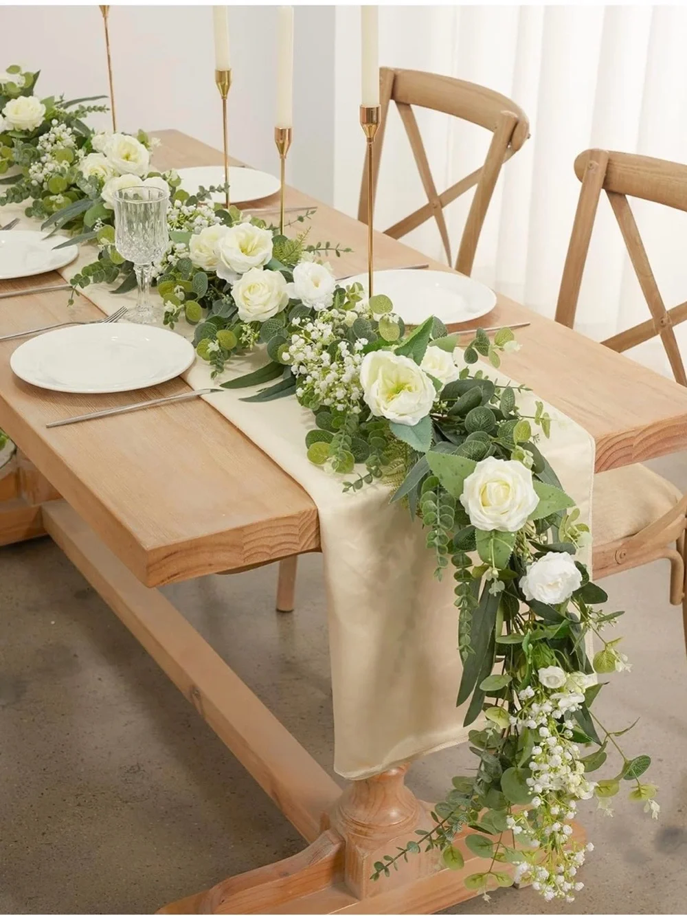 NIB Anna's Whimsy 8.9 FT Flower Garland, Eucalyptus Garland with Flowers